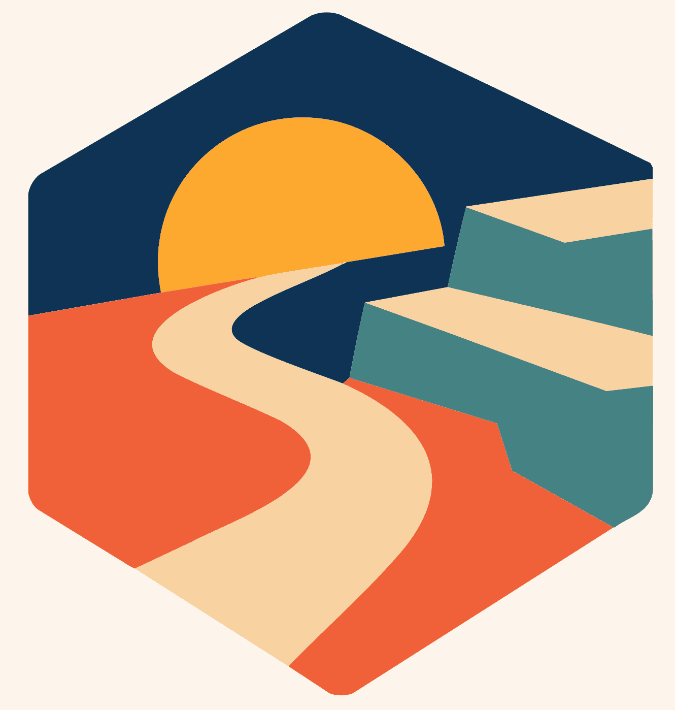The same abstract landscape logo converted by an AI vectorizer, with the original shapes preserved as clean paths