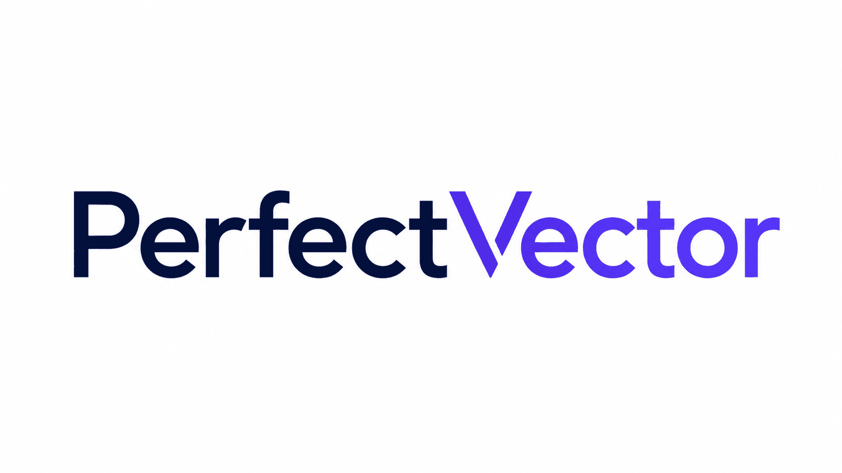 Die PerfectVector-Wortmarke als flaches PNG, heruntergeladen aus ChatGPT, mit marineblauer und violetter Schrift auf weißem Hintergrund