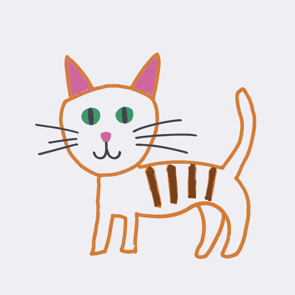 Lo stesso gatto ricalcato in SVG con tratti pieni e le linee tremolanti originali conservate