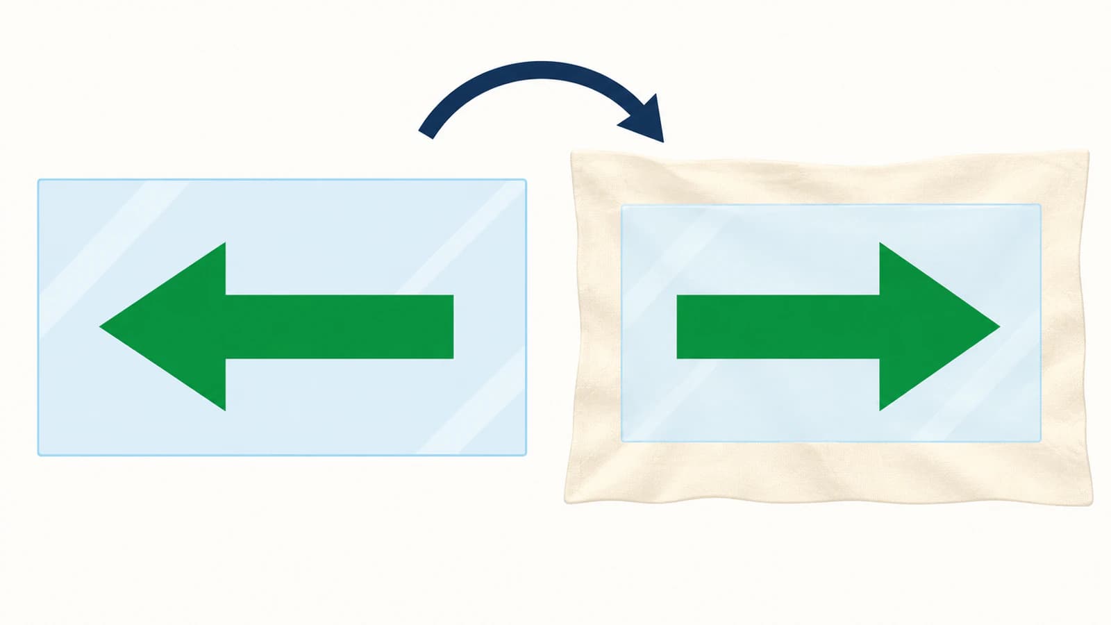 Illustration of a craft design held by a transparent carrier and turned toward its final application surface