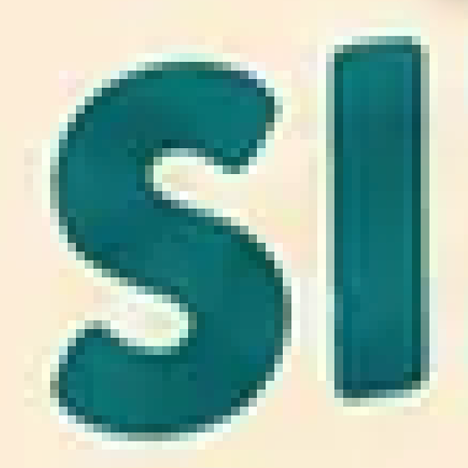 Un PNG de logotipo plano ampliado para mostrar bordes pixelados suaves y ruido de compresión antes de la vectorización
