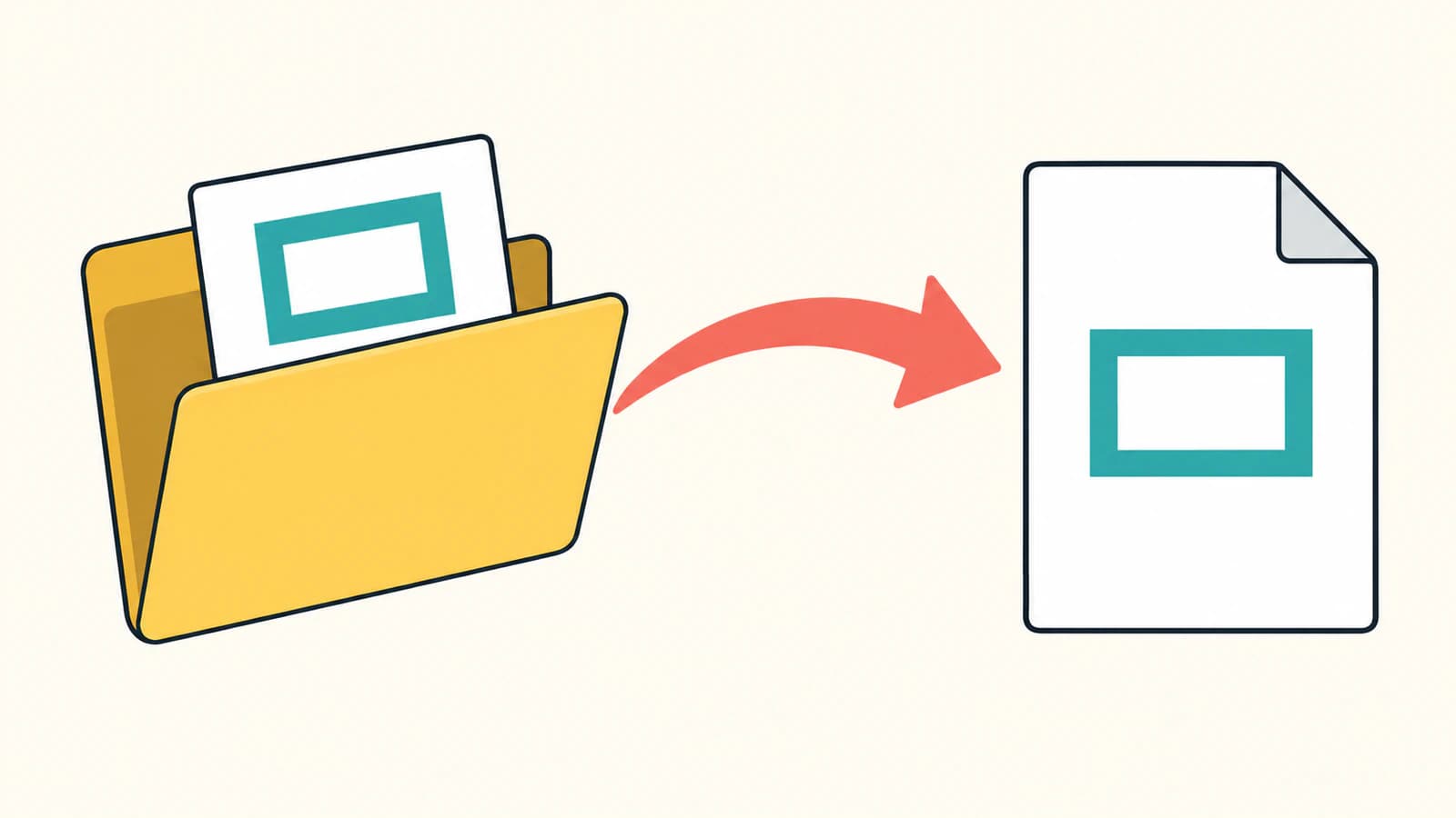 Illustration of SVG artwork in a folder connected by an arrow to the same artwork on a document page