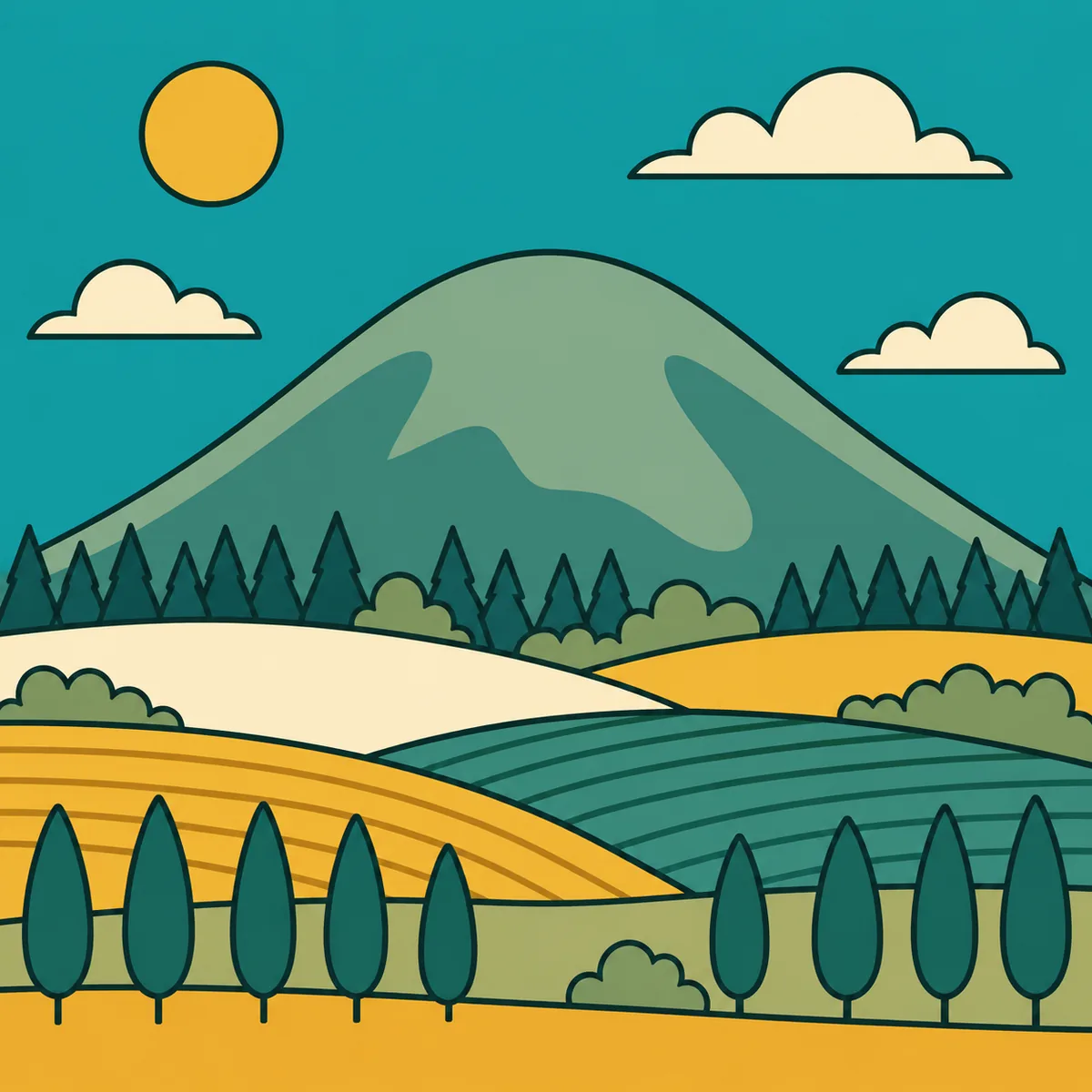 Minimalist mountain landscape — sample image to vectorize