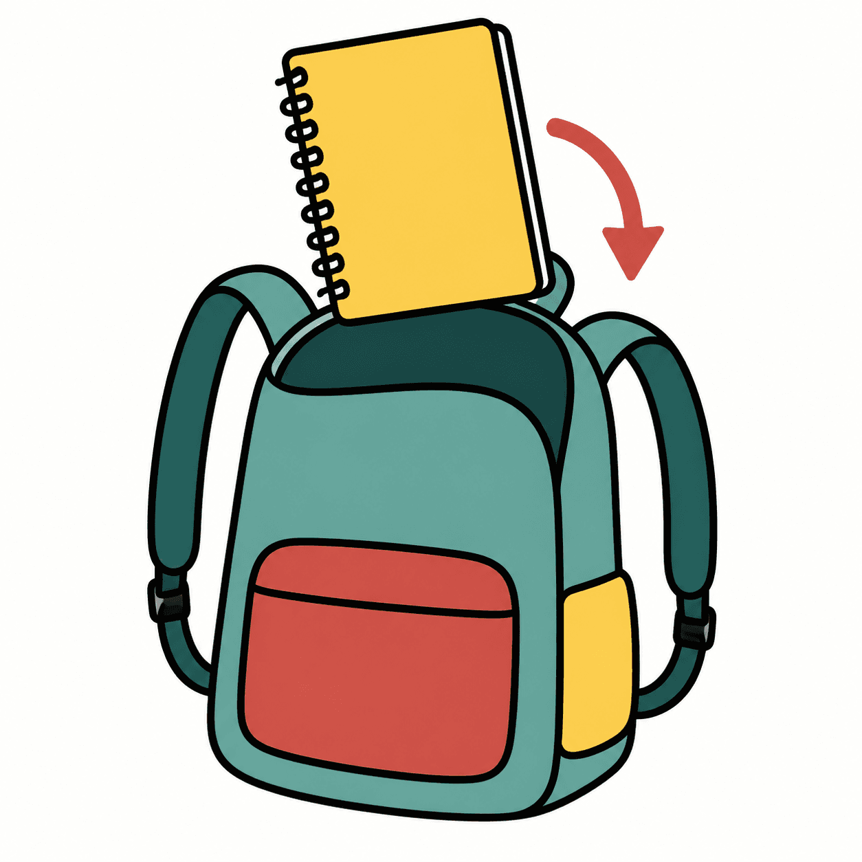 Imagen rasterizada original de una mochila, cuaderno y lápiz