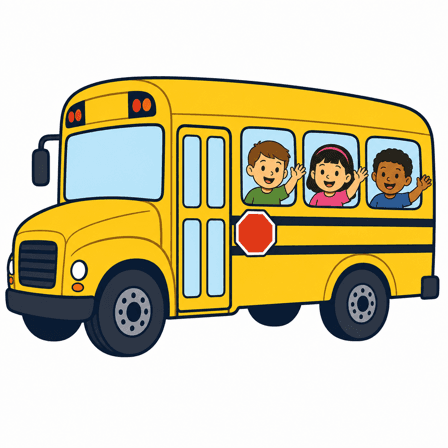 Ilustración de un pequeño autobús escolar rasterizado colocado en una hoja de trabajo