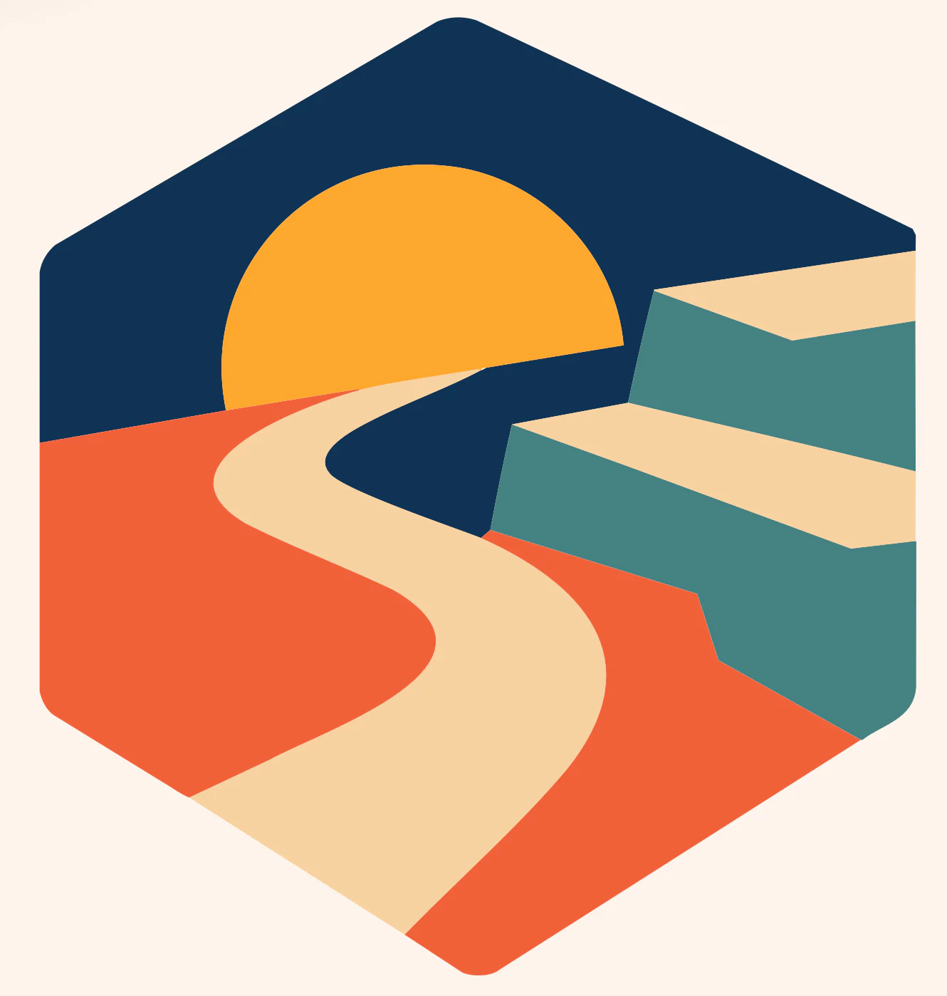Dasselbe abstrakte Landschaftslogo, von einem KI-Vektorisierer konvertiert, wobei die ursprünglichen Formen als saubere Pfade erhalten bleiben