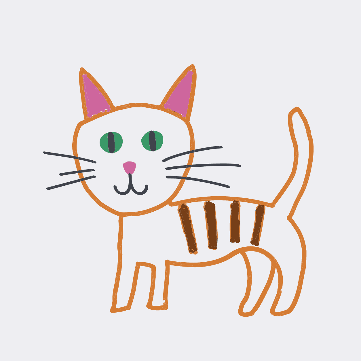 The same cat drawing traced into an SVG with solid strokes and the original shaky lines preserved