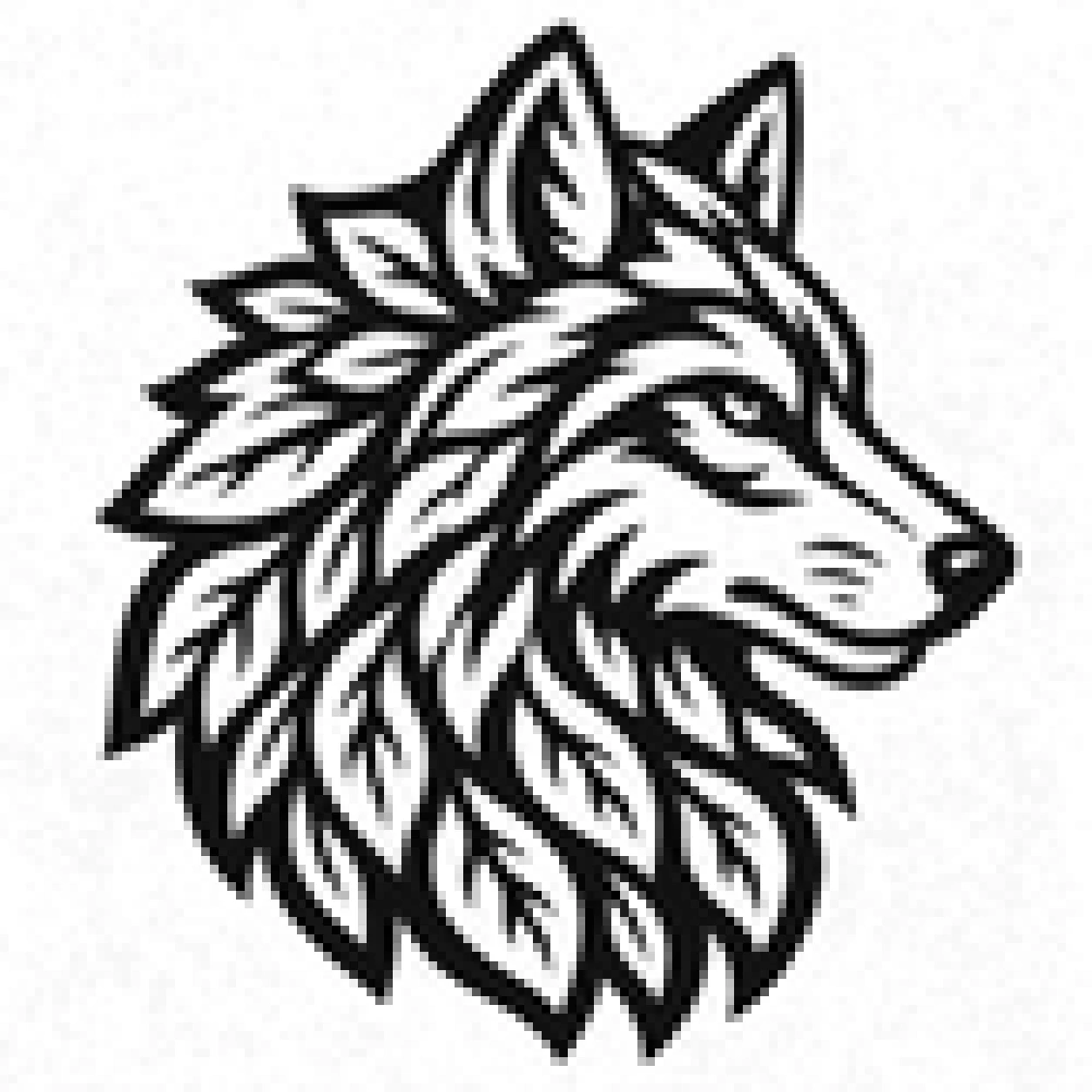 Ein flaches Ornament-PNG, vergrößert, mit weichen Pixelkanten und Kompressionsrauschen vor der Vektorisierung