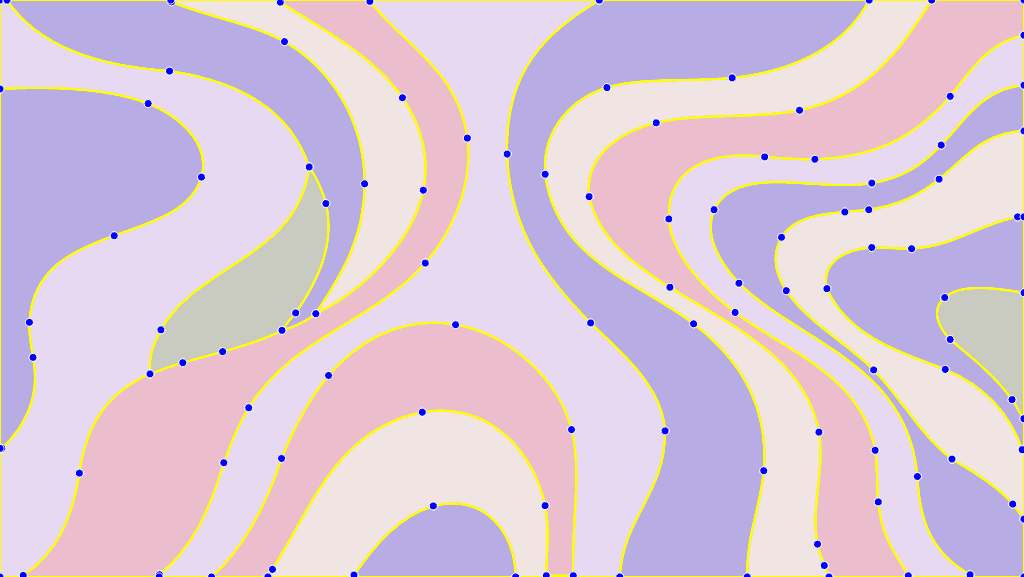 The same illustration vectorized by an AI tool, its paths shown as smooth curves with far fewer anchor points
