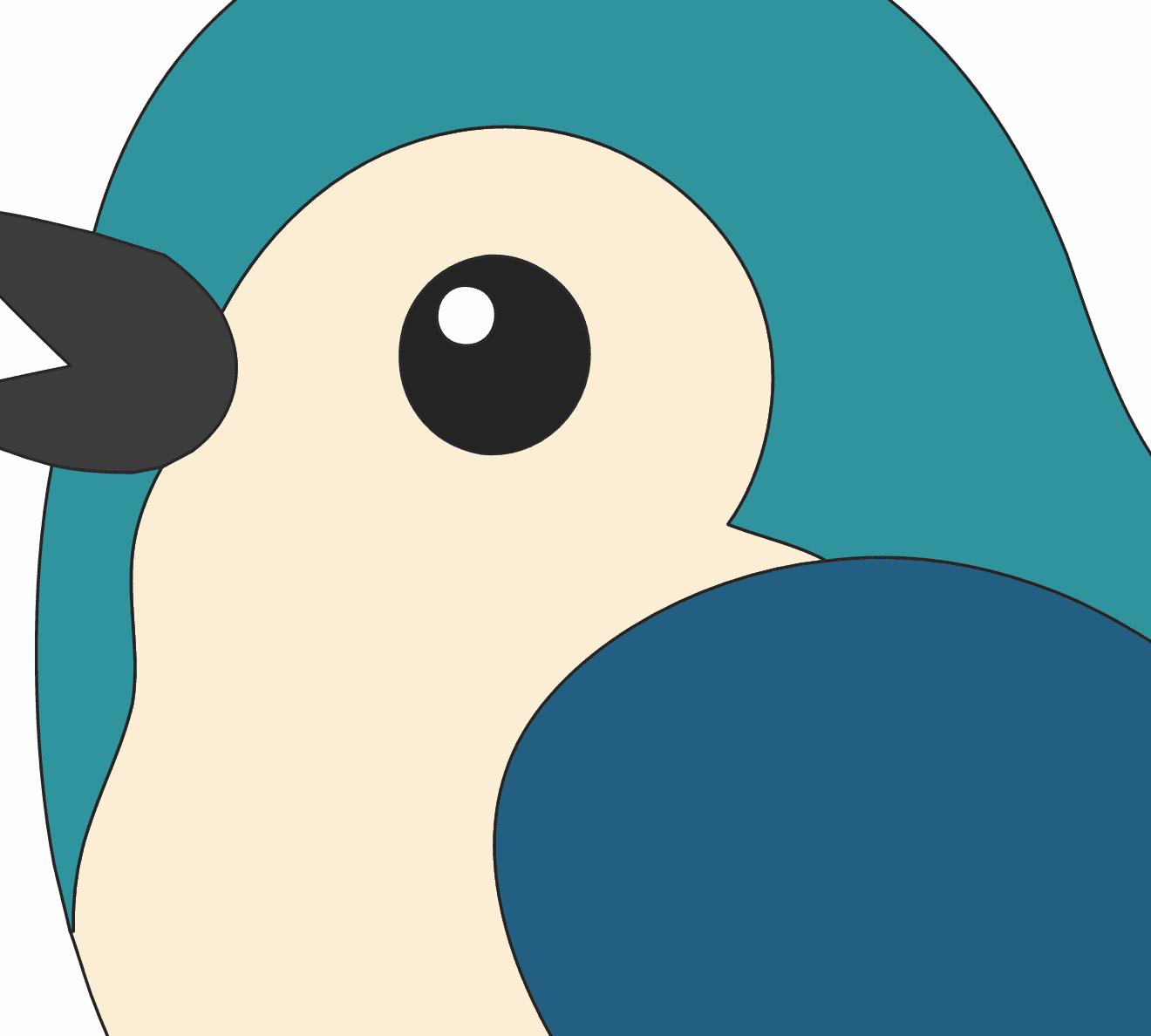 The same zoomed-in area vectorized by PerfectVector, every shape a single clean piece with no stray slivers