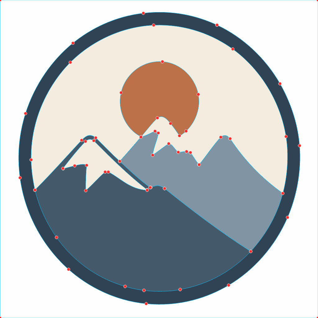 The same logo recovered as a clean editable vector by PerfectVector, with smooth low-node paths shown