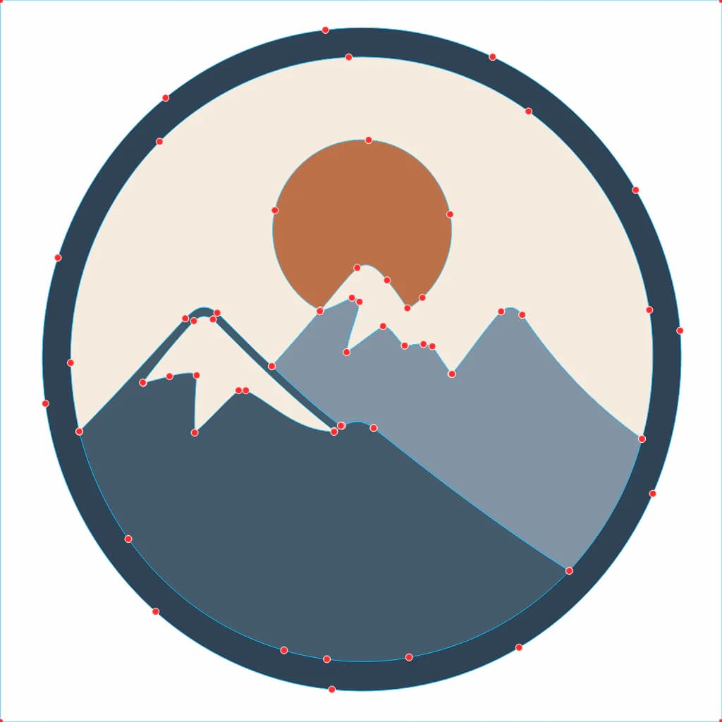 Logo yang sama dipulihkan menjadi vektor bersih yang bisa diedit oleh PerfectVector, dengan path halus ber-node rendah yang ditampilkan