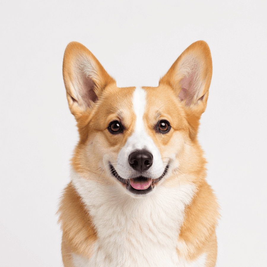 A dog photo prepped for tracing: background removed, contrast boosted, the subject sharp against plain white