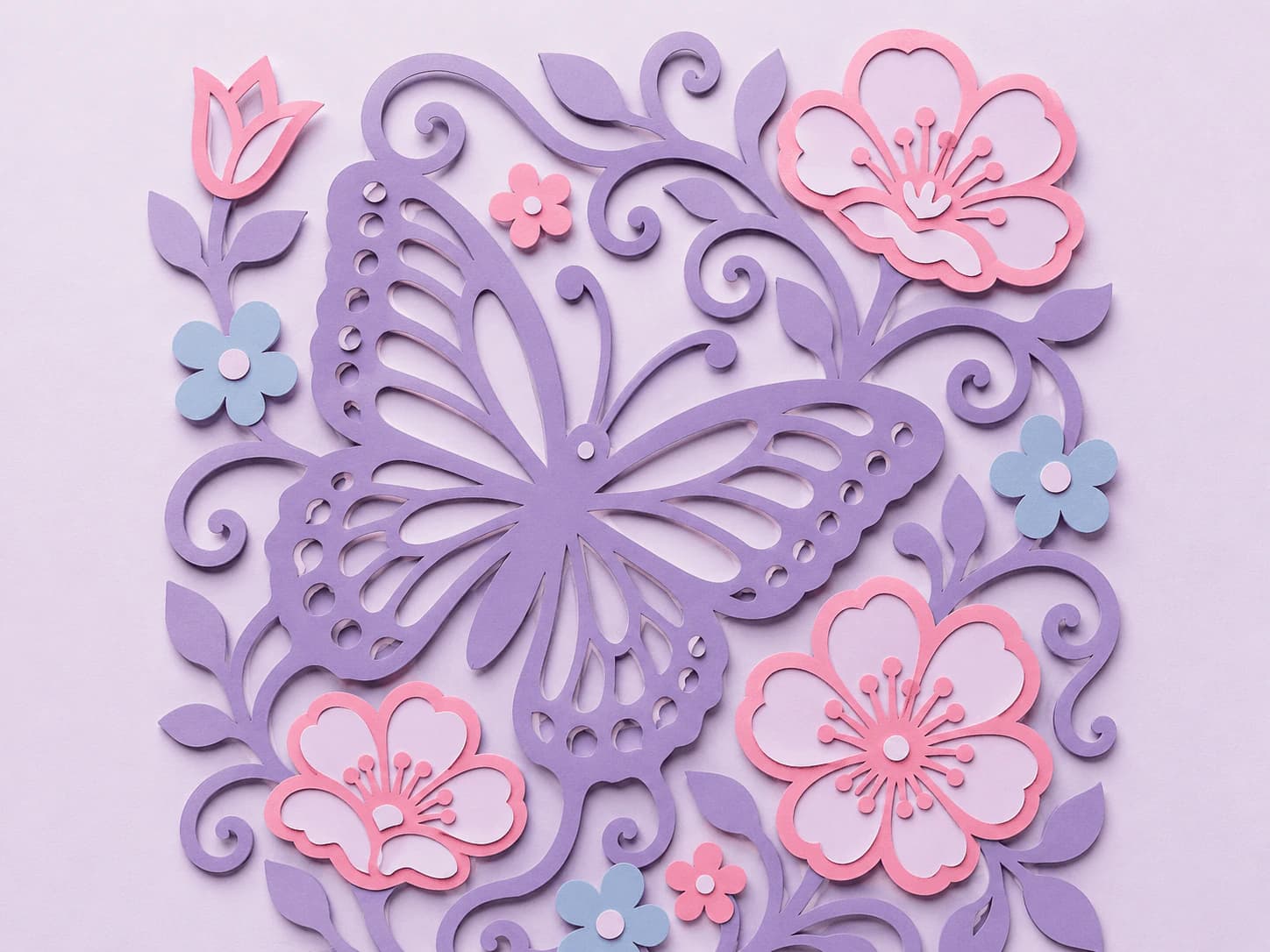 Butterfly and floral illustration with distinct silhouettes suited to discussing cut-file preparation