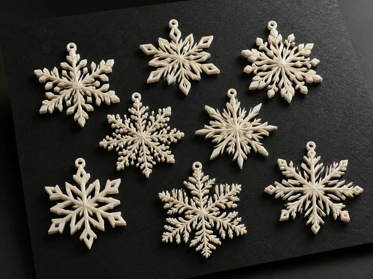 Enfeites de floco de neve em camadas