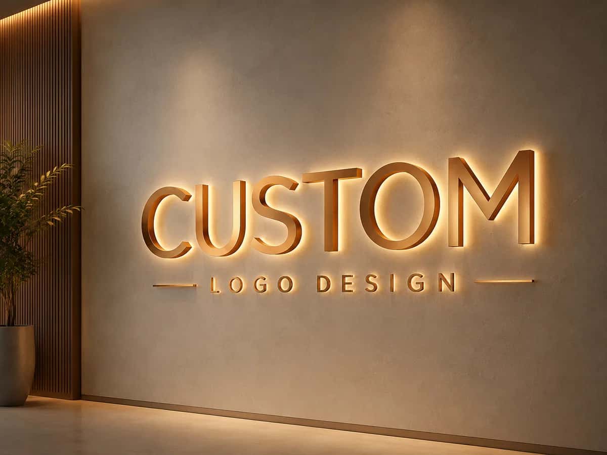 Uma placa com logo retroiluminada