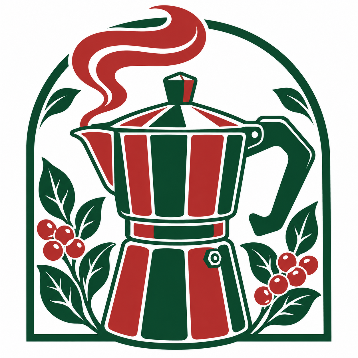 Original green and red coffee-pot illustration