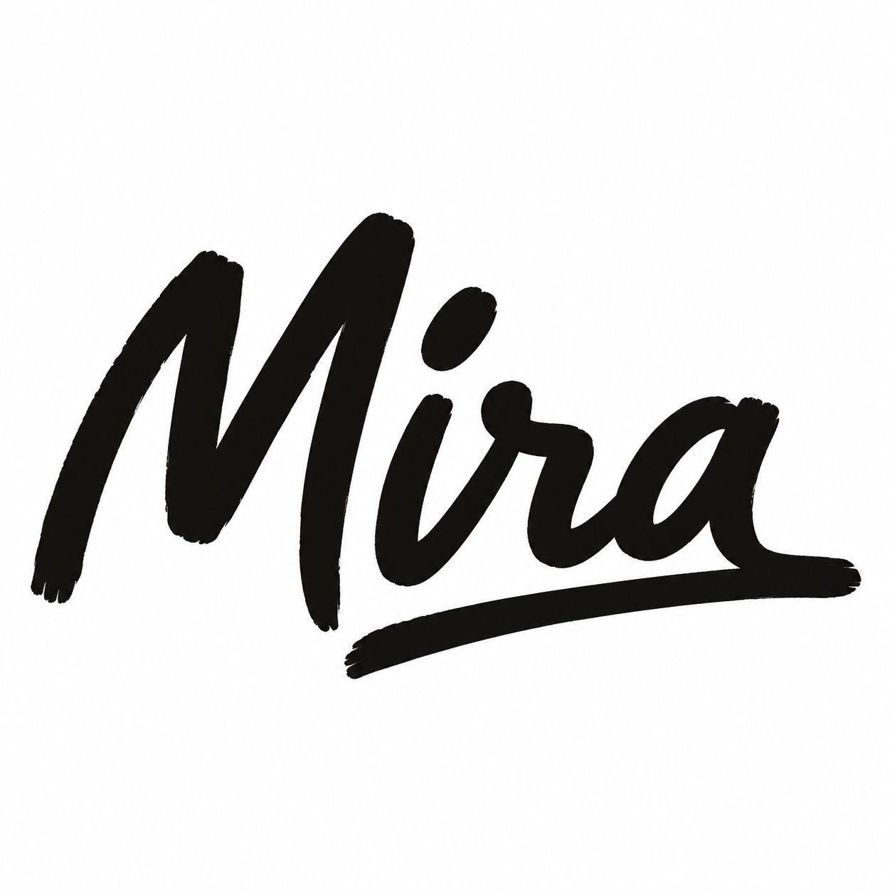 Original thick black signature reading Mira on white