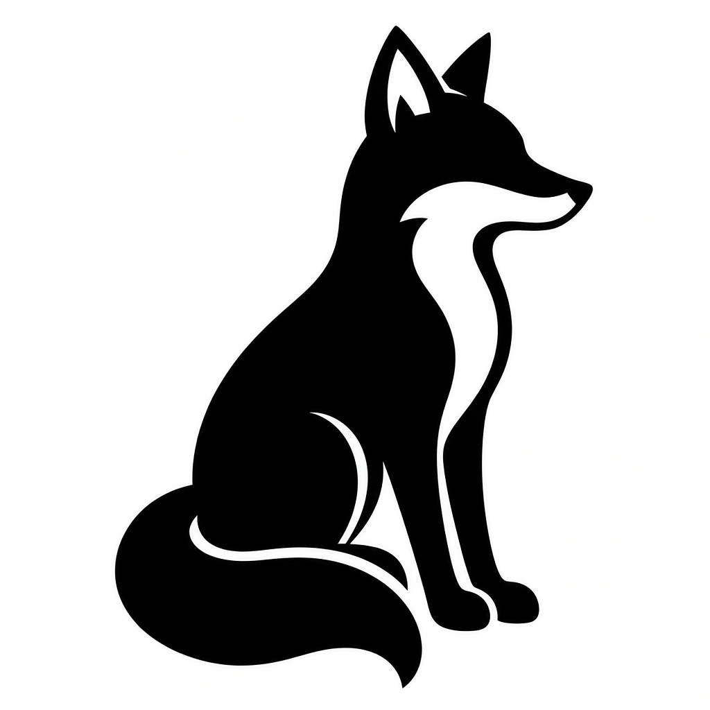 Original black sitting fox logo on white