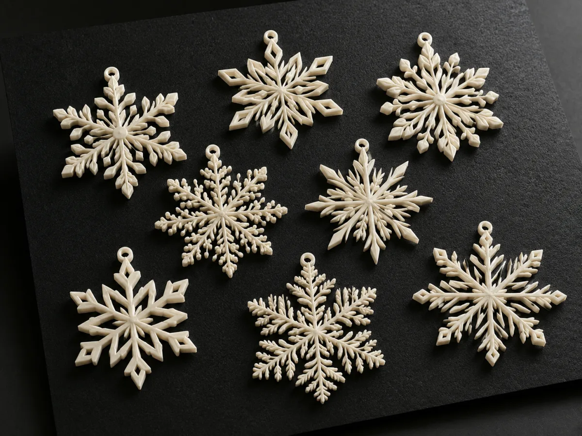 Enfeites de floco de neve em camadas