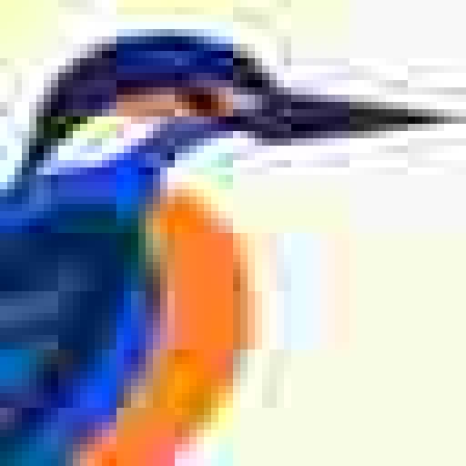 Detail einer Illustration eines blau-orangefarbenen Eisvogels auf elfenbeinfarbenem Hintergrund. · Kleines, komprimiertes JPG